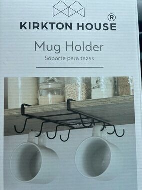 NEW IN BOX Kirkton House Black Under-Shelf Mug Holder